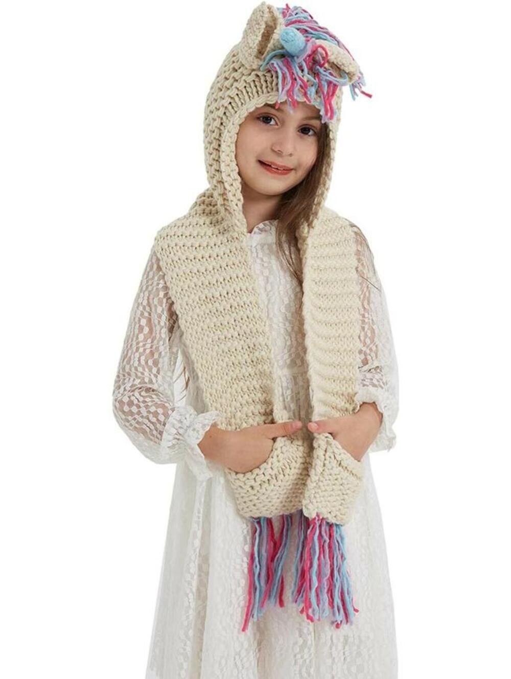 Adorable Unicorn Knit Hat and Scarf Set for Kids